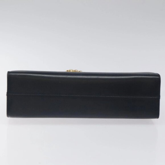 Salvatore Ferragamo Gancini Chain Shoulder Bag Leather Navy Gold Auth BD1060 - Picture 6 of 16